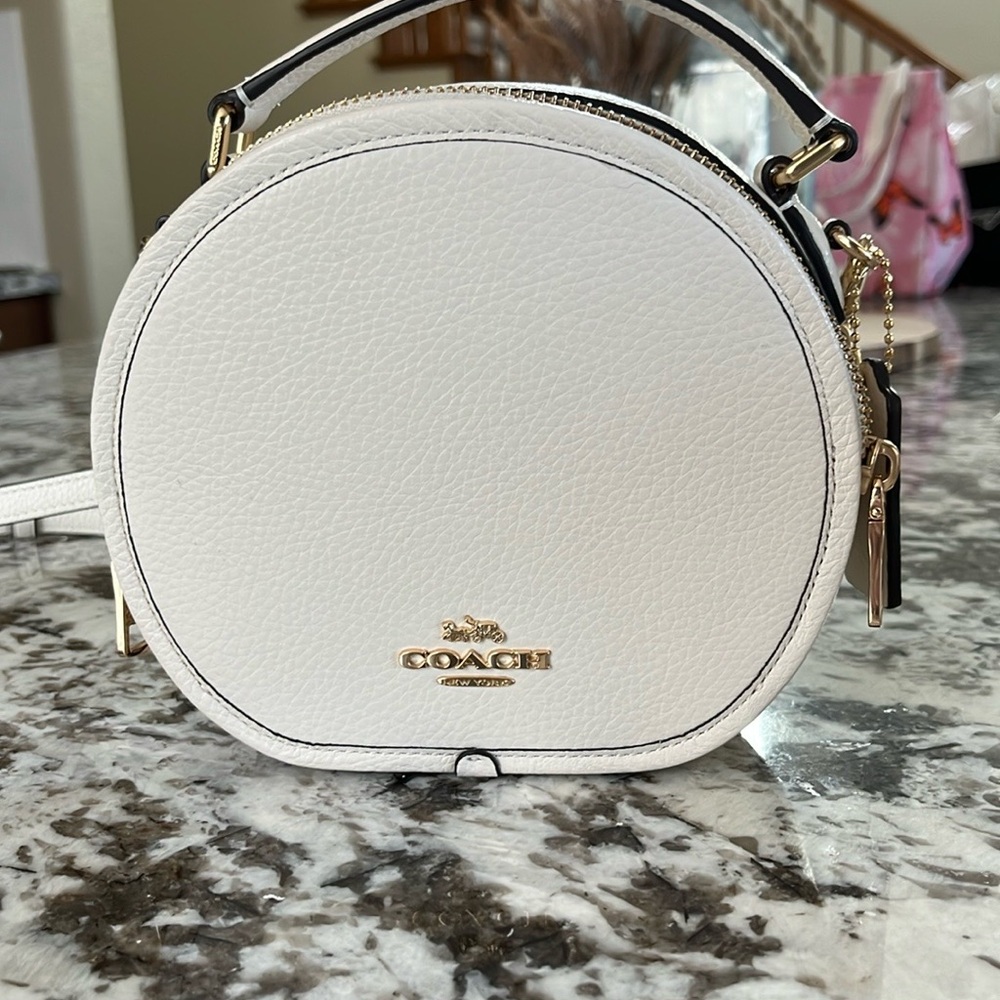 Coach White Mini Leather Saddle Bag